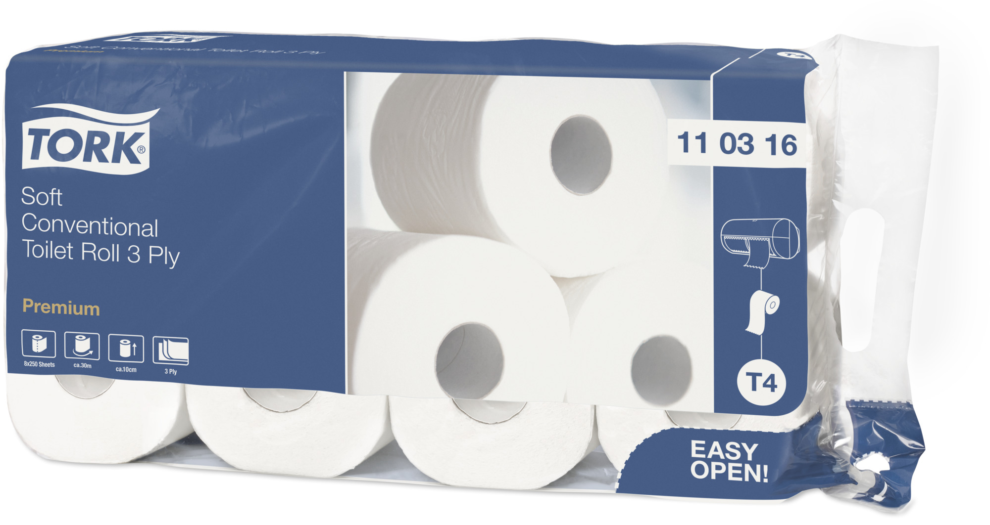 Tork Toilettenpapier/WC-Papier 3-lagig, hochweiß, 72 Rollen - 110316