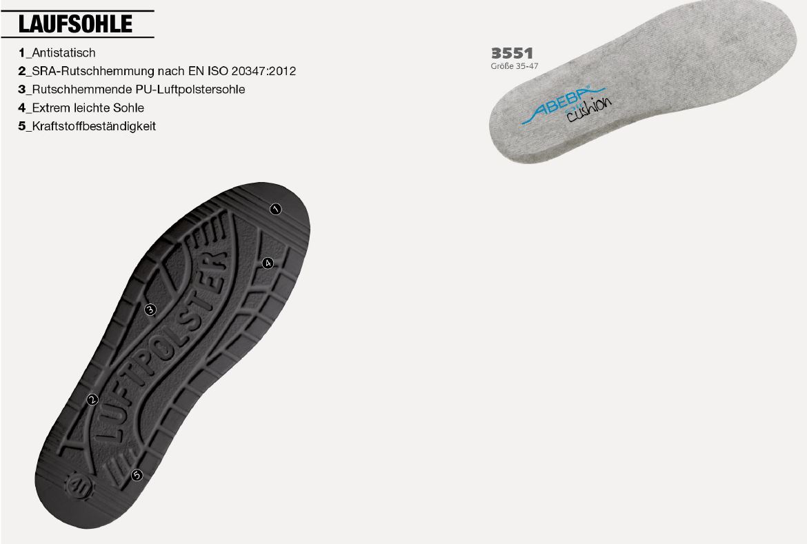 ABEBA Berufsschuh Air Cushion 2610|32610 ESD O2 Küchenschuh Halbschuh Arbeitsschuh schwarz