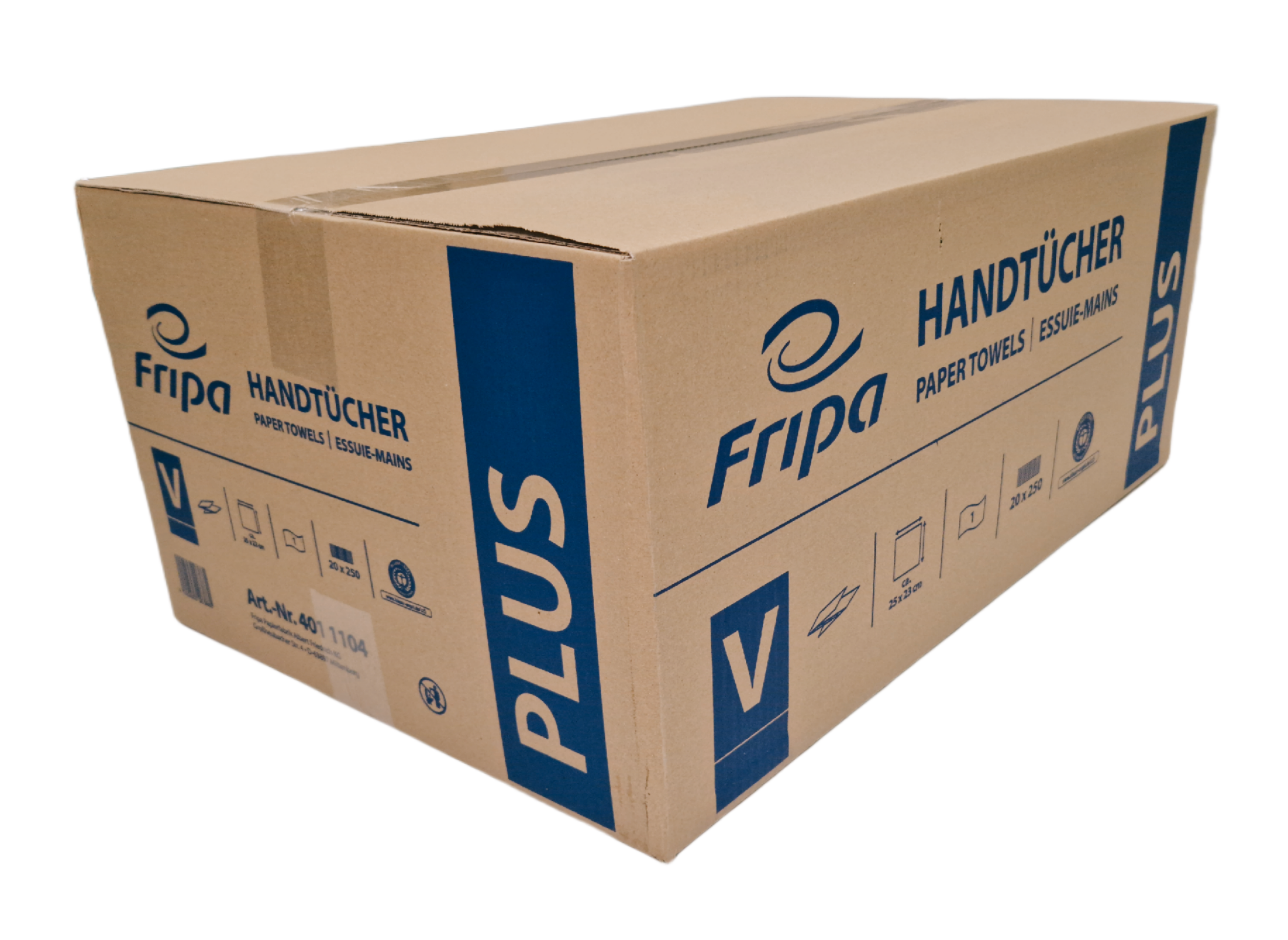 Fripa Einweghandtücher Plus 25x23cm 1-lg naturweiß F-4011103 – 28 Kartons pro Palette