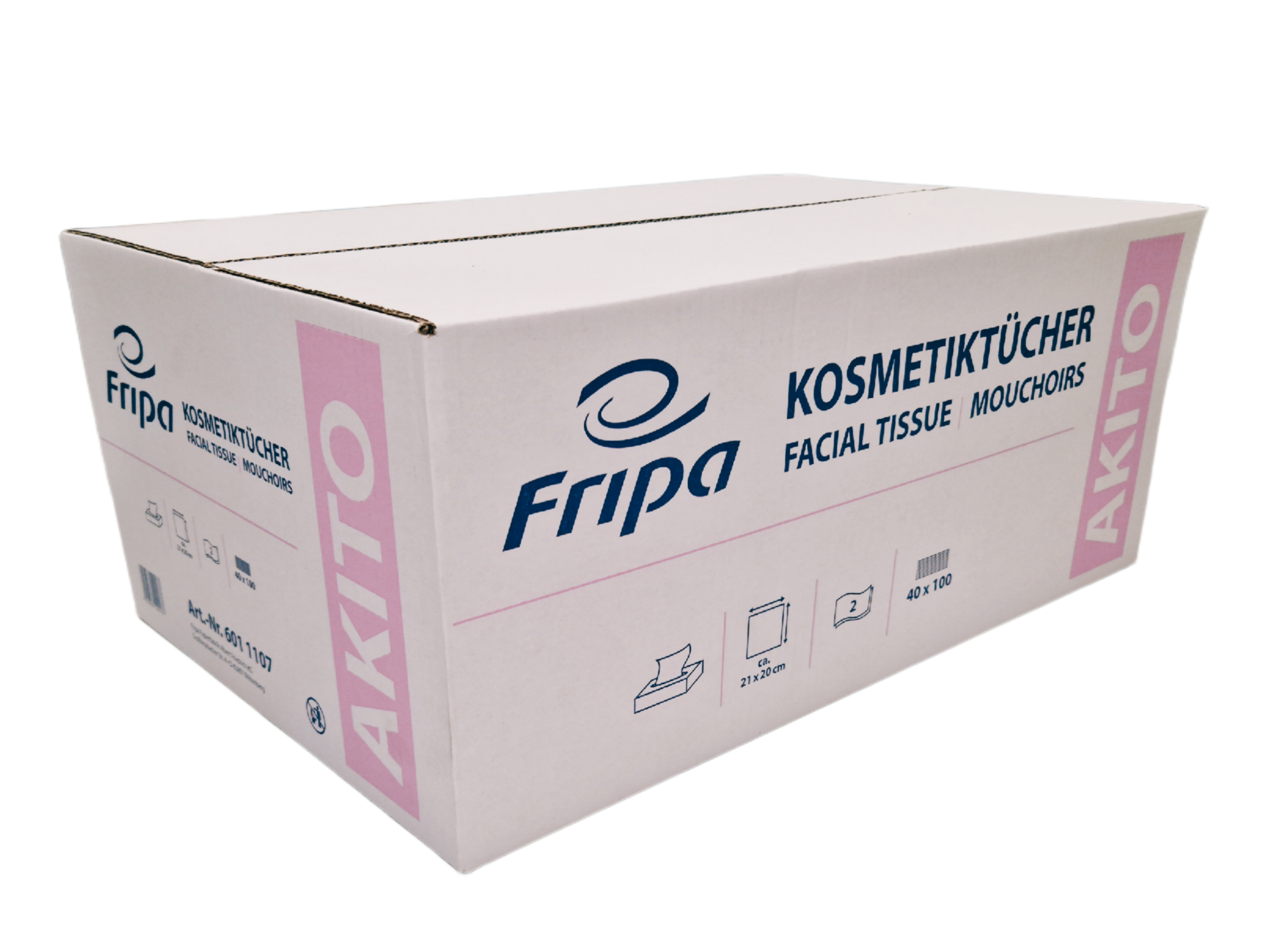 Fripa-Kosmetiktücher akito 2lg weiß 6011107 – 112000 Tücher pro Palette