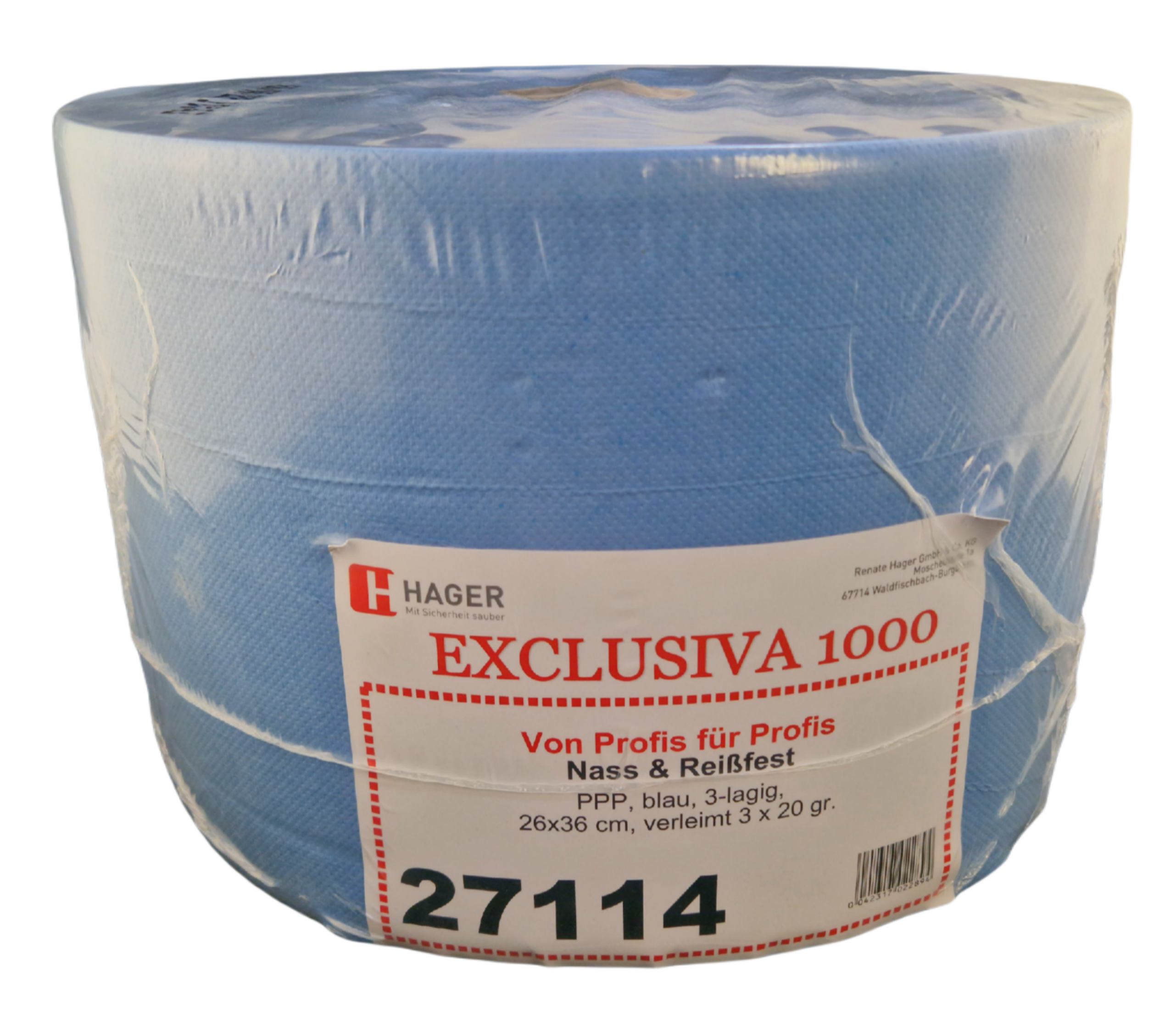 Putzpapierrolle EXCLUSIVA 1000 PPP  3-lg. 26,5x36cm blau 27114