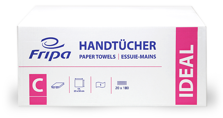Fripa Einweghandtücher Ideal 1lg hochweiß ca. 25 x 50 cm F-4231101, 57600 Tücher pro Palette