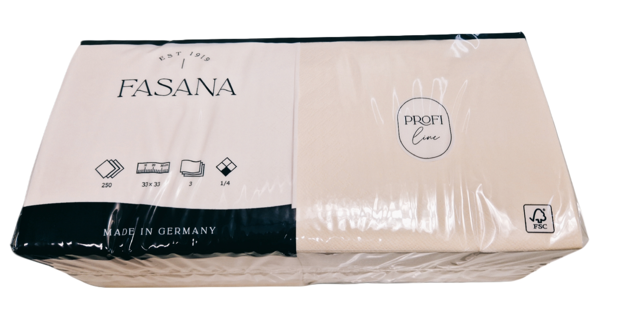 FASANA Servietten 1/4 Falz 3-lagig creme 33x33cm