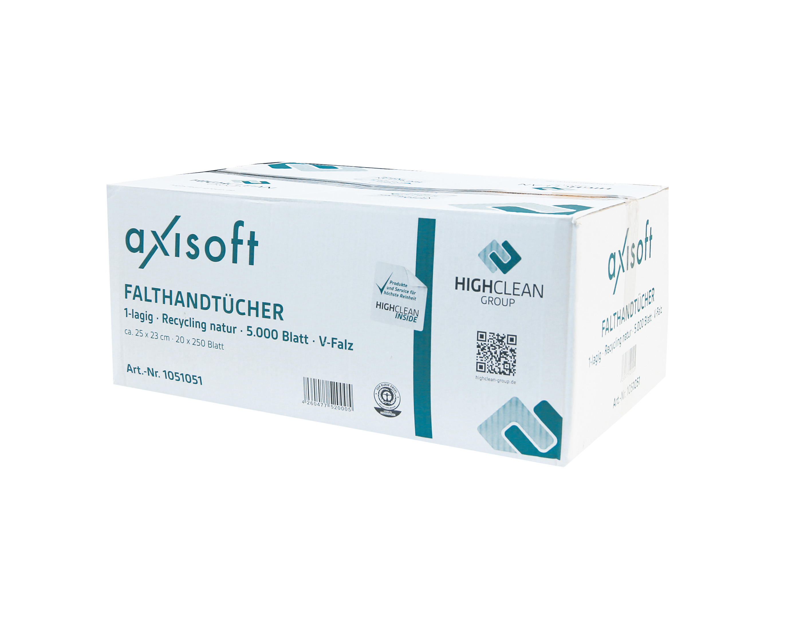 Axisoft - Handtuchpapier natur, V-Falz, 1-lg, 25 x 23 cm, 5000 Blatt