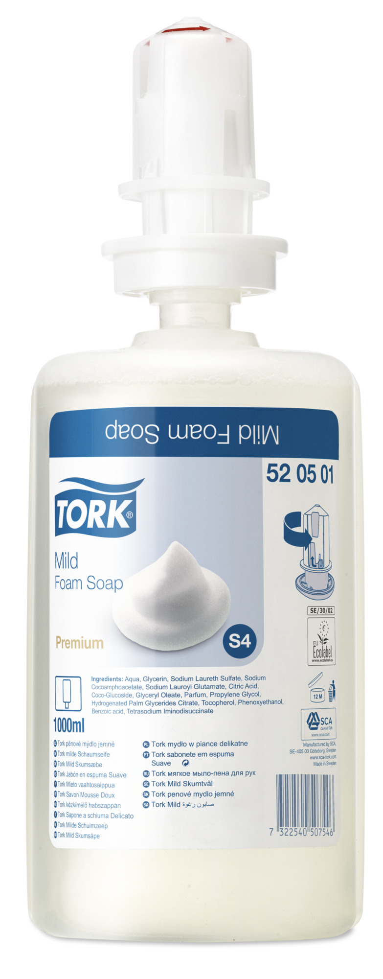 temp520501 Tork (S4) Premium milde Schaumseife 6 x 1 Liter, parfümiert  - 520501