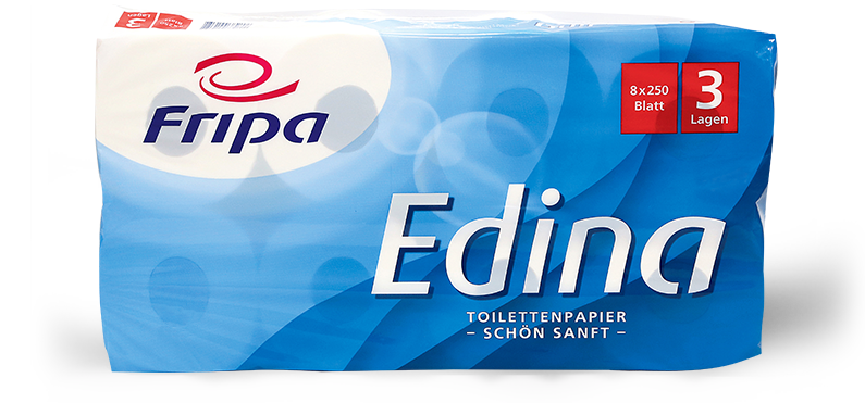 Fripa-WC-Papier Tissue Edina 3lg ca. 9,4 x 11 cm weiß F-1010810, 1152 Rollen pro Palette