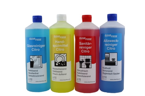 Clearfixxx Reinigungsmittelset Glas-, Sanitär-,Allzweckreiniger & Handspülmittel