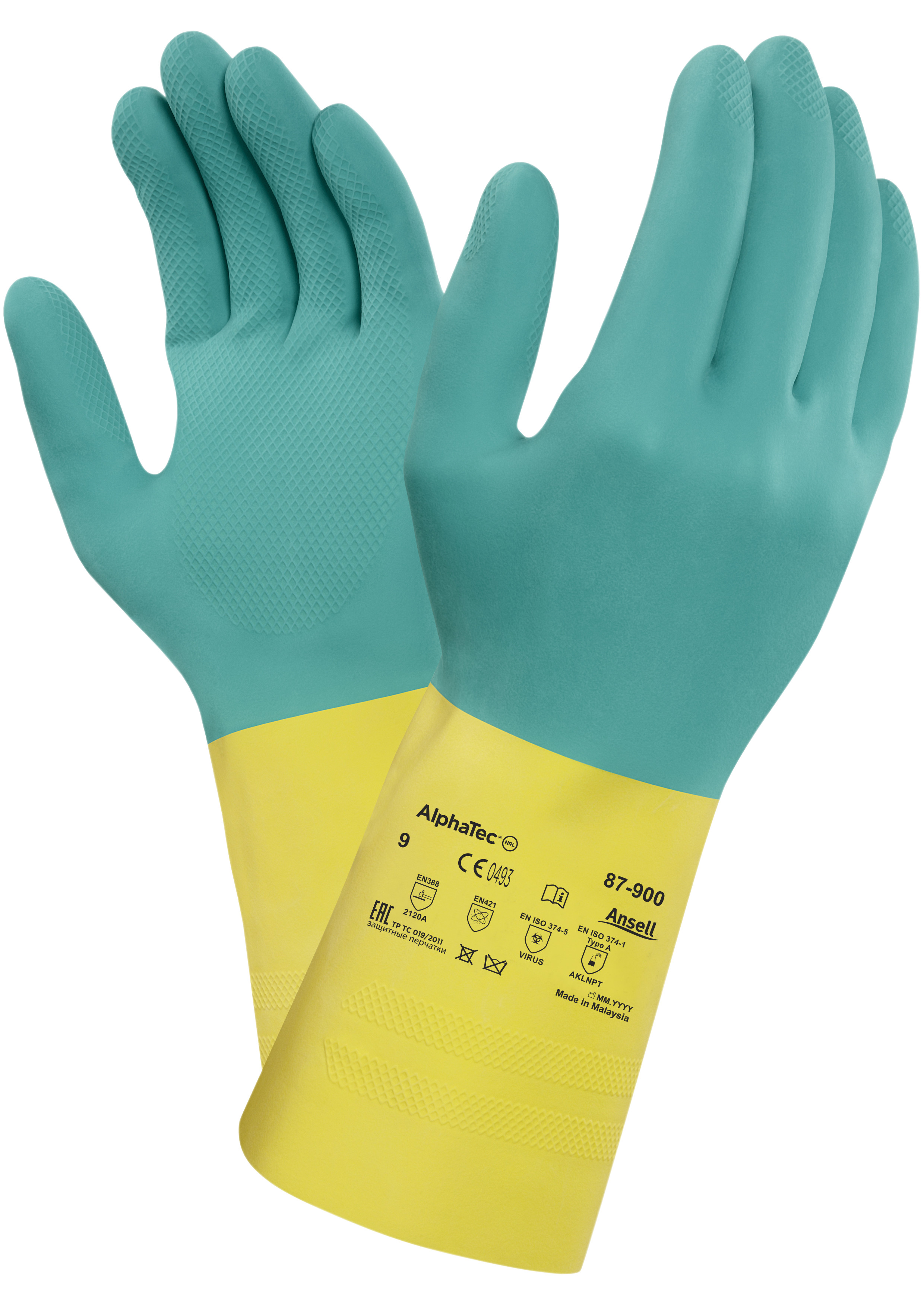 Ansell - Handschuh AlphaTec 87-900 Chemikalienschutzhandschuh (Bi-Colour)