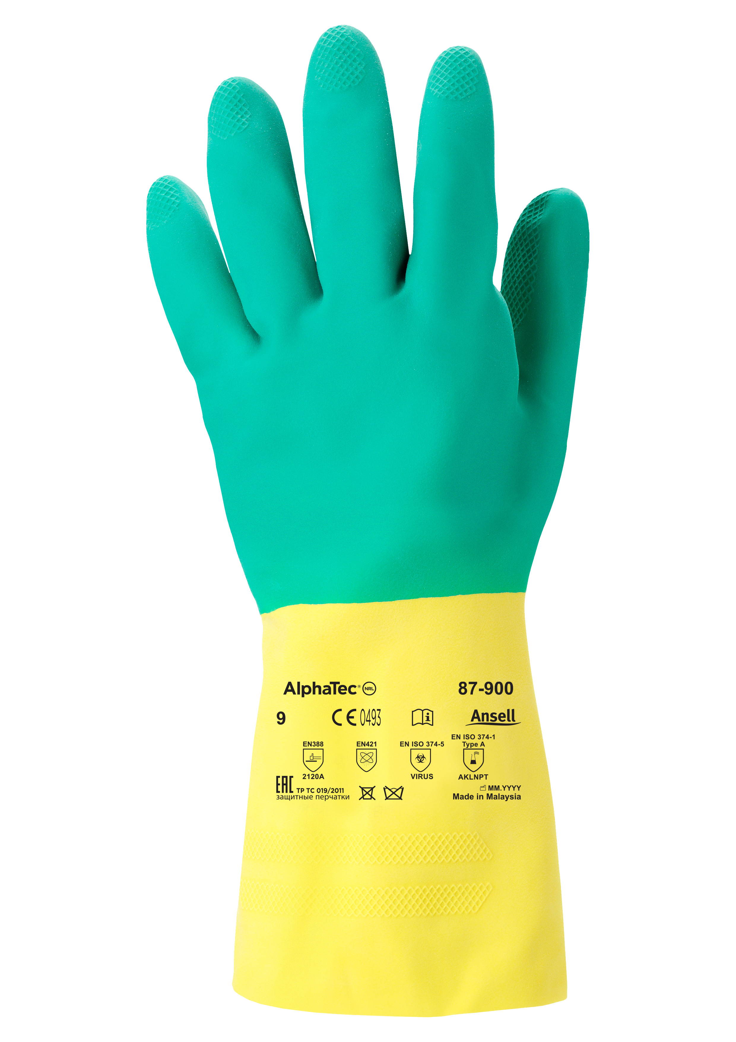 Ansell - Handschuh AlphaTec 87-900 Chemikalienschutzhandschuh (Bi-Colour)