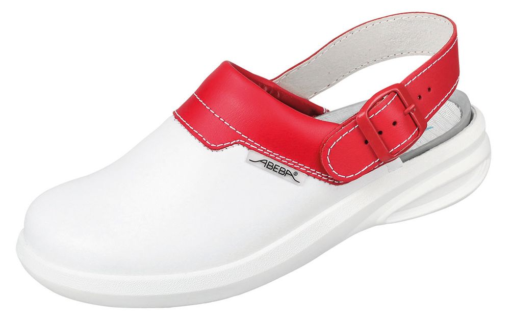 temp7623 ABEBA Easy 7623|37623 ESD Clog Berufsschuh Arbeitsschuh weiß-rot