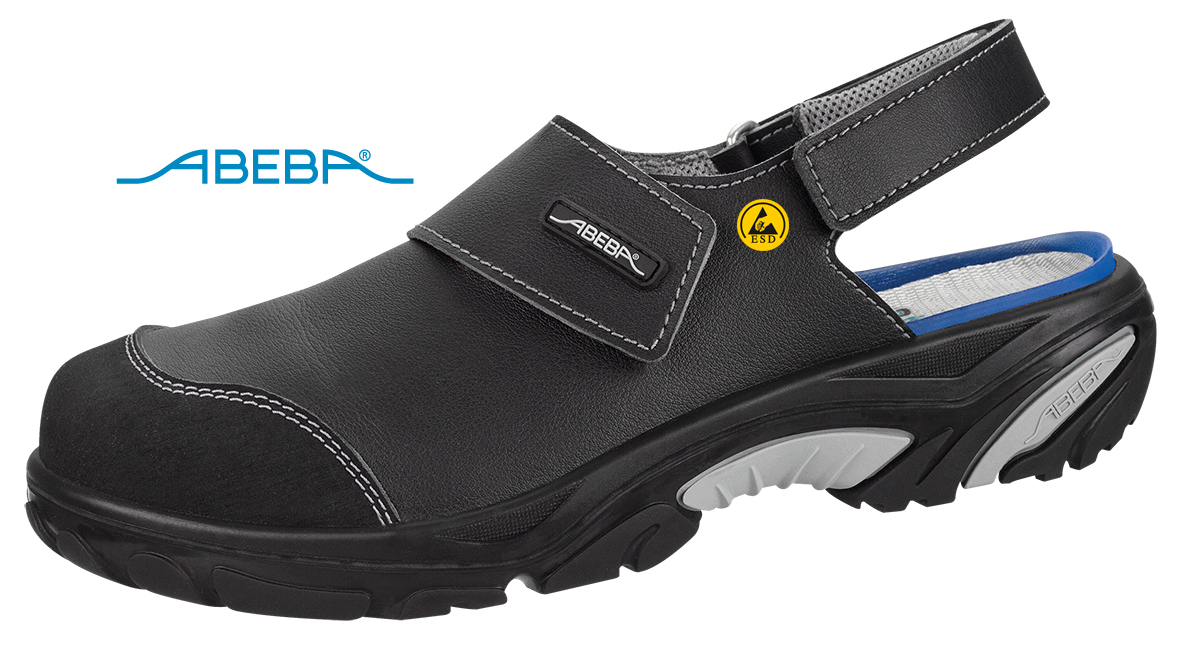 ABEBA Crawler Alu 4556|34556 ESD Sicherheitsschuh Sandale Clog Kochschuh Küchenschuh schwarz