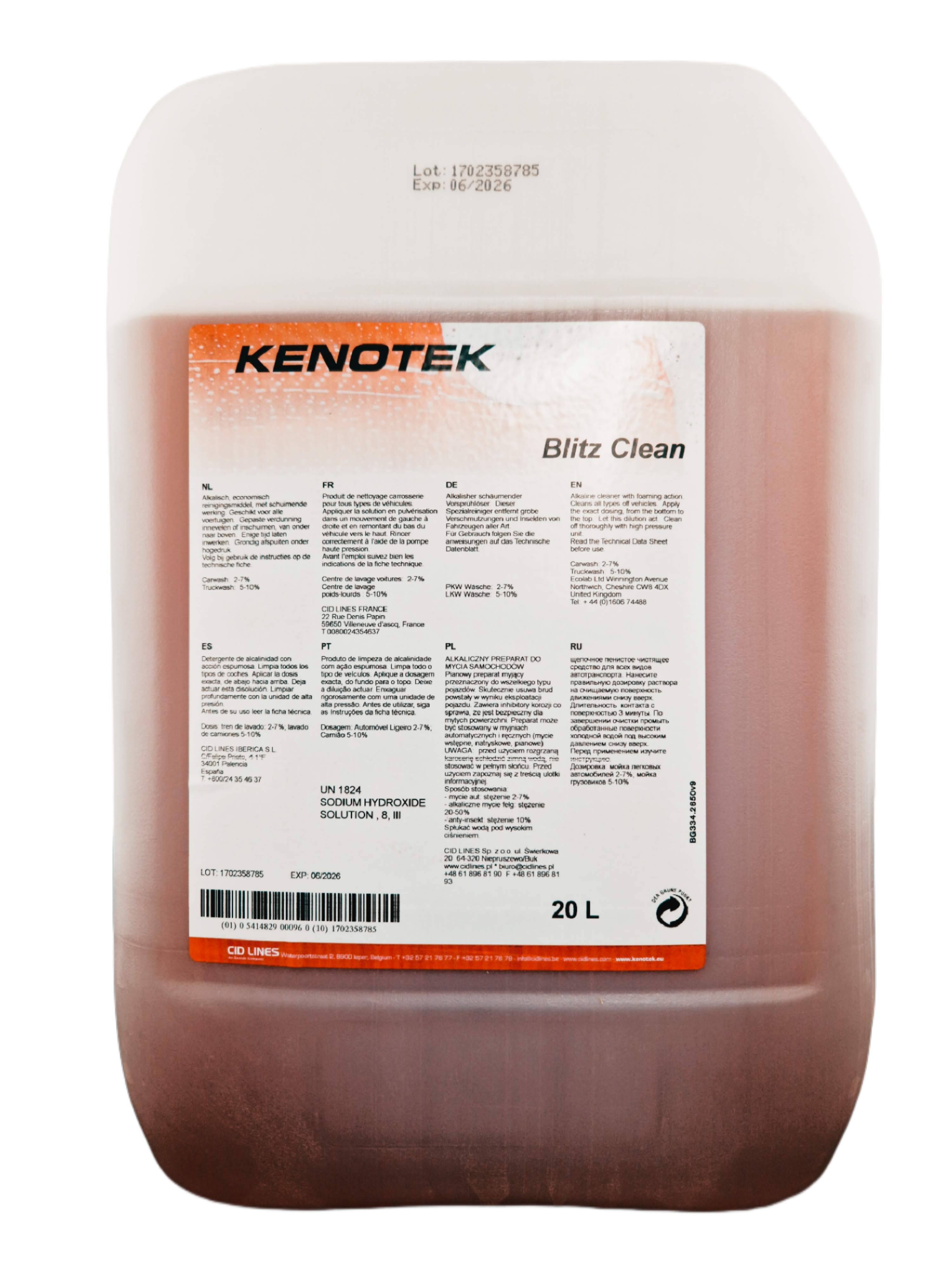 Kenotek Blitz Clean 20L alkalischer Fahrzeugreiniger Kanister