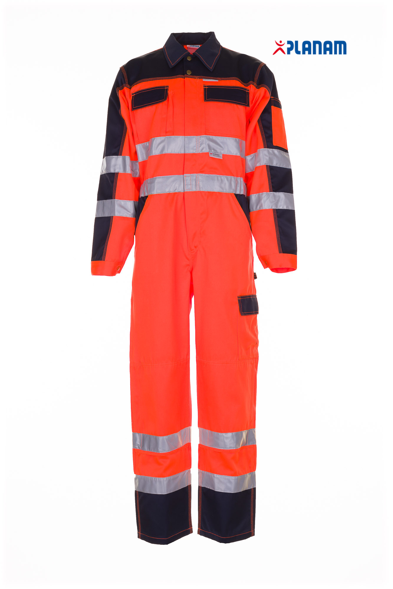 Planam Warnschutz Rallyekombi Overall orange-marine 2036