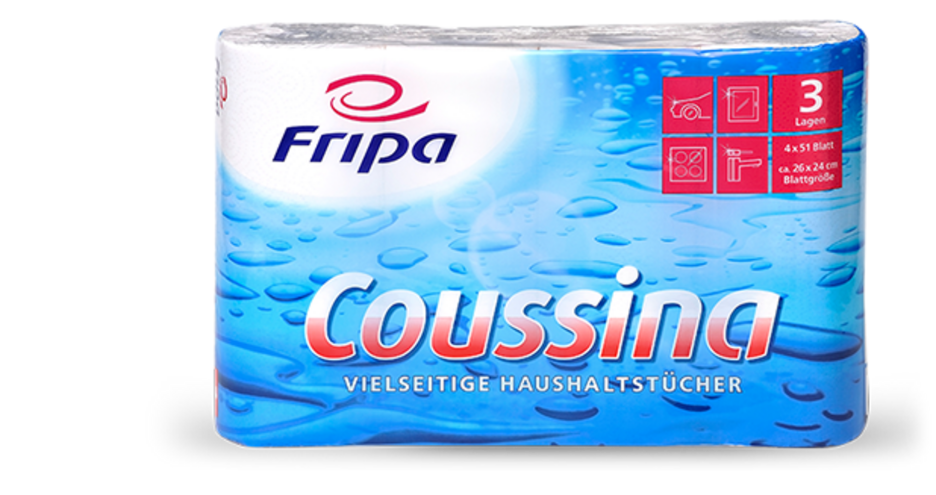 Fripa-Küchenrolle Coussina 3lg weiß ca. 26 x 24 cm F-3204002, 672 Rollen pro Palette