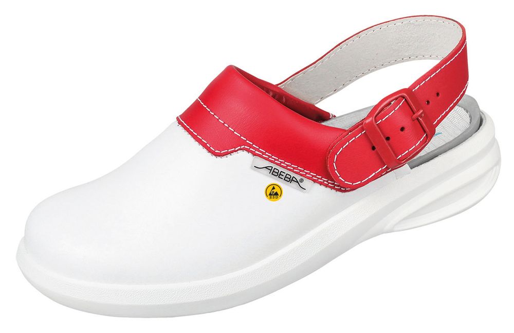 temp37623 ABEBA Easy 7623|37623 ESD Clog Berufsschuh Arbeitsschuh weiß-rot