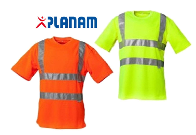 Planam Warnschutz T-Shirt Uni EN 471 Klasse 2 Größe S - 4XL