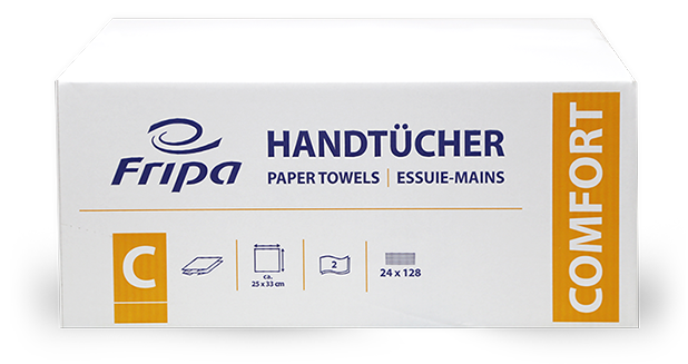Fripa Einweghantücher Comfort 2lg hochweiß ca. 25 x 33 cm C-Falz F-4342100, 86016 Tücher pro Palette