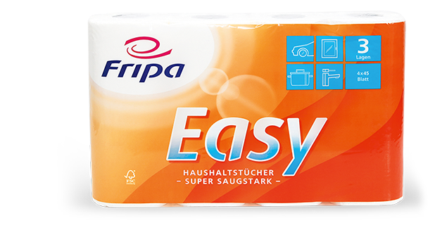 Fripa-Küchenrolle Easy 3lg hochweiß ca. 23 x 21,5 cm F-3074003, 672 Rollen pro Palette